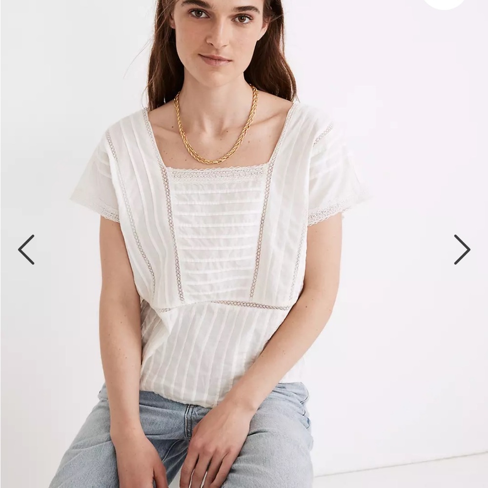Madewell Lace-Inset Pintuck Top